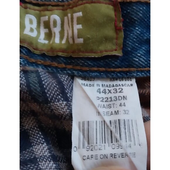 Berne Mens Original Dungaree Jeans 44x32 Blue Cotton Flannel-Lined Work Pants Du - Picture 4 of 7